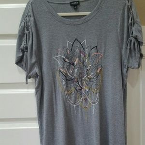 TORRID 2 LOTUS FLOWER EMBELLISHED TOP
